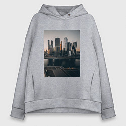 Толстовка оверсайз женская Moscow City, цвет: меланж