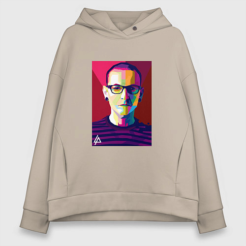 Женское худи оверсайз Chester Polygons / Миндальный – фото 1