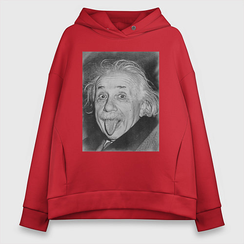 Женское худи оверсайз Энштейн дурачится / Красный – фото 1
