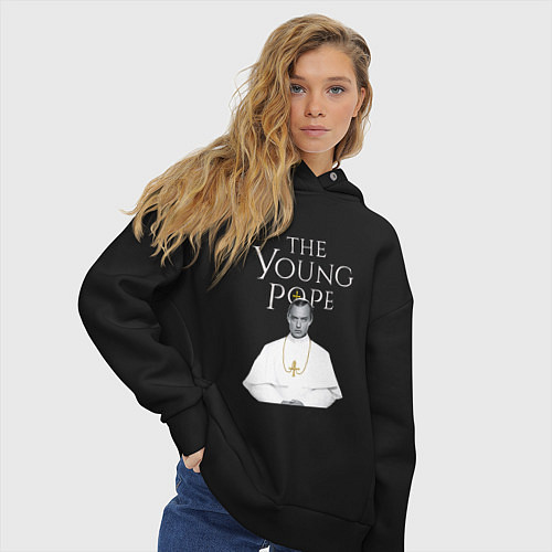 Женское худи оверсайз The Young Pope / Черный – фото 3
