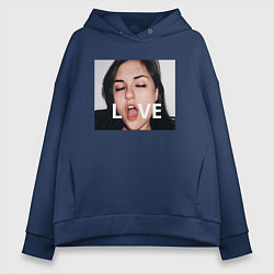 Толстовка оверсайз женская Sasha Grey LOVE, цвет: тёмно-синий