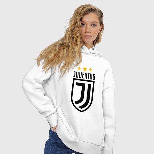 Женское худи оверсайз Juventus FC: 3 stars / Белый – фото 3