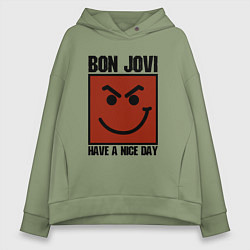 Толстовка оверсайз женская Bon Jovi: Have a nice day, цвет: авокадо