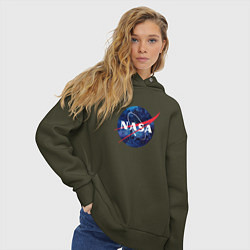 Толстовка оверсайз женская NASA: Cosmic Logo, цвет: хаки — фото 2