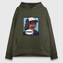 Толстовка оверсайз женская Очень странные дела, цвет: хаки