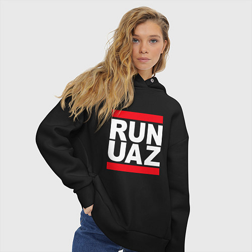 Женское худи оверсайз Run UAZ / Черный – фото 3