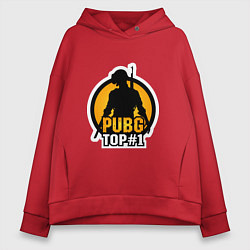 Толстовка оверсайз женская PUBG Top 1, цвет: красный