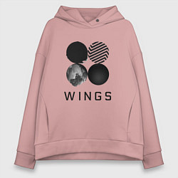 Толстовка оверсайз женская BTS Wings, цвет: пыльно-розовый