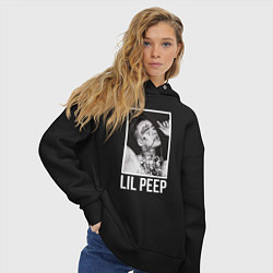 Толстовка оверсайз женская Lil Peep: White Style, цвет: черный — фото 2