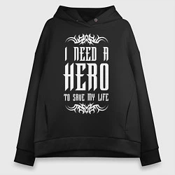 Толстовка оверсайз женская Skillet: I need a Hero, цвет: черный