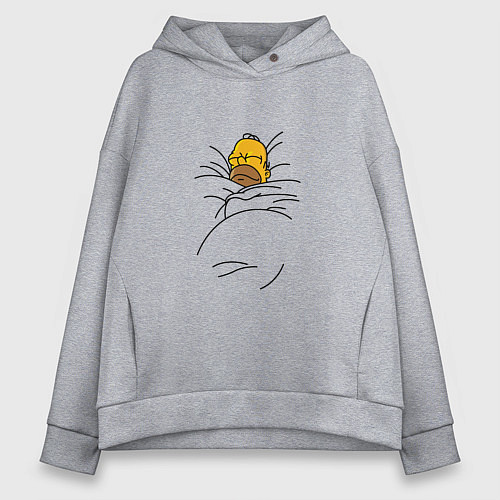 Женское худи оверсайз Спящий Гомер / Меланж – фото 1