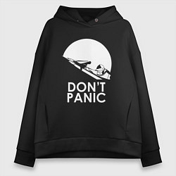 Толстовка оверсайз женская Elon: Don't Panic, цвет: черный