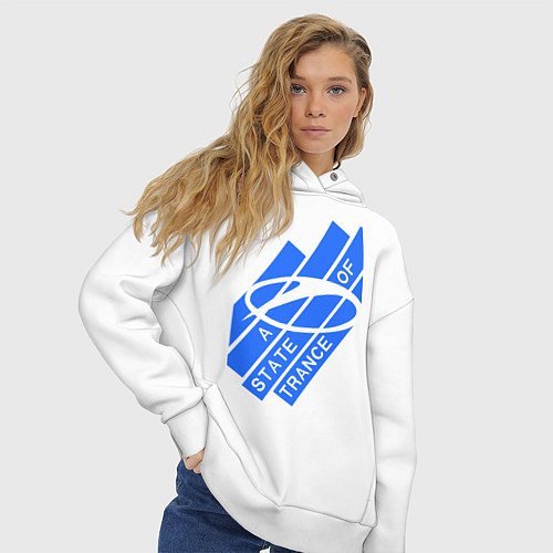 Женское худи оверсайз A state of trance / Белый – фото 3