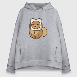 Толстовка оверсайз женская Шпиц нахлебник, цвет: меланж