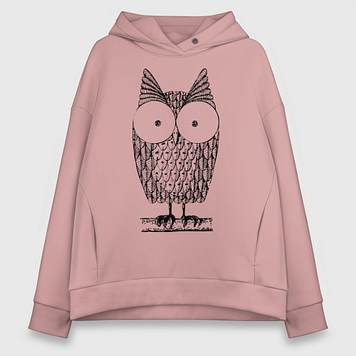 Женское худи оверсайз Owl grafic / Пыльно-розовый – фото 1