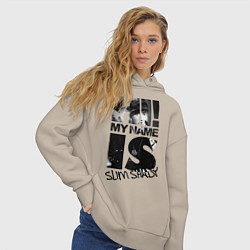 Толстовка оверсайз женская My name is slim shady, цвет: миндальный — фото 2