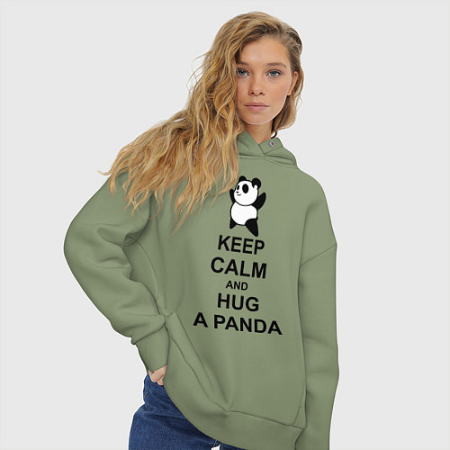 Женское худи оверсайз Keep Calm & Hug A Panda / Авокадо – фото 3