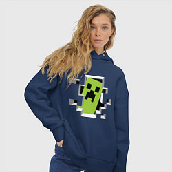 Толстовка оверсайз женская Crash Minecraft, цвет: тёмно-синий — фото 2