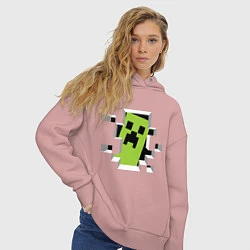 Толстовка оверсайз женская Crash Minecraft, цвет: пыльно-розовый — фото 2
