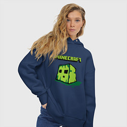 Толстовка оверсайз женская Minecraft Creeper, цвет: тёмно-синий — фото 2