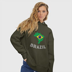 Толстовка оверсайз женская Brazil Country, цвет: хаки — фото 2