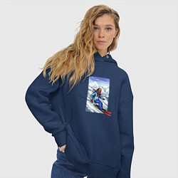 Толстовка оверсайз женская Лыжный Спорт, цвет: тёмно-синий — фото 2