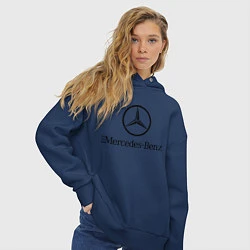 Толстовка оверсайз женская Logo Mercedes-Benz, цвет: тёмно-синий — фото 2