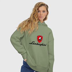 Толстовка оверсайз женская Logo lamborghini, цвет: авокадо — фото 2