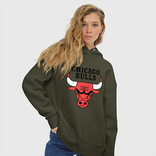 Женское худи оверсайз Chicago Bulls / Хаки – фото 3