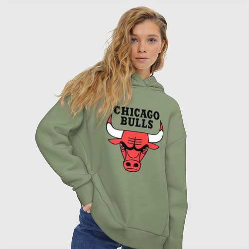 Женское худи оверсайз Chicago Bulls / Авокадо – фото 3