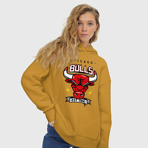 Женское худи оверсайз Chicago Bulls est. 1966 / Горчичный – фото 3