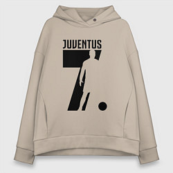 Толстовка оверсайз женская Juventus: Ronaldo 7, цвет: миндальный