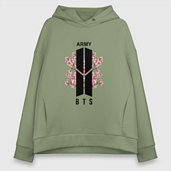 Толстовка оверсайз женская BTS: Army Sakura, цвет: авокадо