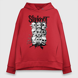 Толстовка оверсайз женская Slipknot Faces, цвет: красный