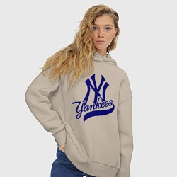Толстовка оверсайз женская NY - Yankees, цвет: миндальный — фото 2