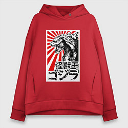 Толстовка оверсайз женская Godzilla Poster, цвет: красный