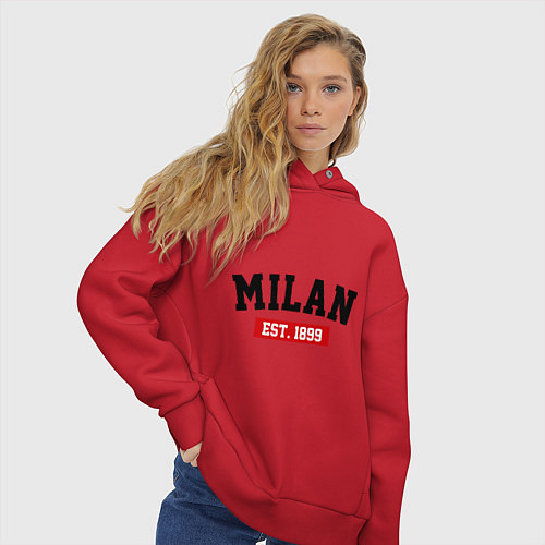 Женское худи оверсайз FC Milan Est. 1899 / Красный – фото 3