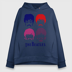 Толстовка оверсайз женская The Beatles faces, цвет: тёмно-синий
