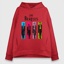 Толстовка оверсайз женская Walking Beatles, цвет: красный