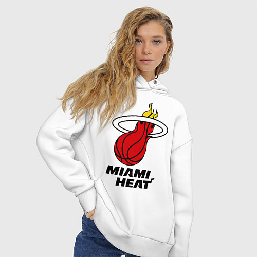 Женское худи оверсайз Miami Heat-logo / Белый – фото 3