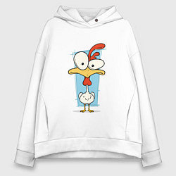 Толстовка оверсайз женская Петух гамбургский, цвет: белый