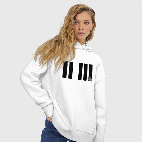 Женское худи оверсайз Отпечаток ноты / Белый – фото 3