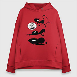 Толстовка оверсайз женская I'm not a CAT!, цвет: красный