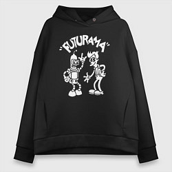 Толстовка оверсайз женская Futurama Cartoon, цвет: черный