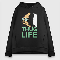 Толстовка оверсайз женская Zoidberg: Thug Life, цвет: черный