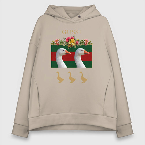 Женское худи оверсайз GUSSI: Flowers Style / Миндальный – фото 1