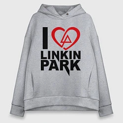 Толстовка оверсайз женская I love Linkin Park, цвет: меланж