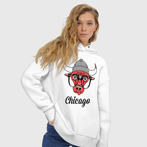 Женское худи оверсайз Chicago SWAG / Белый – фото 3