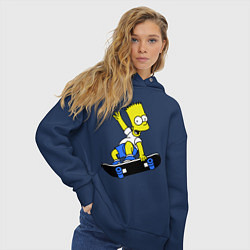 Толстовка оверсайз женская Барт на скейте, цвет: тёмно-синий — фото 2