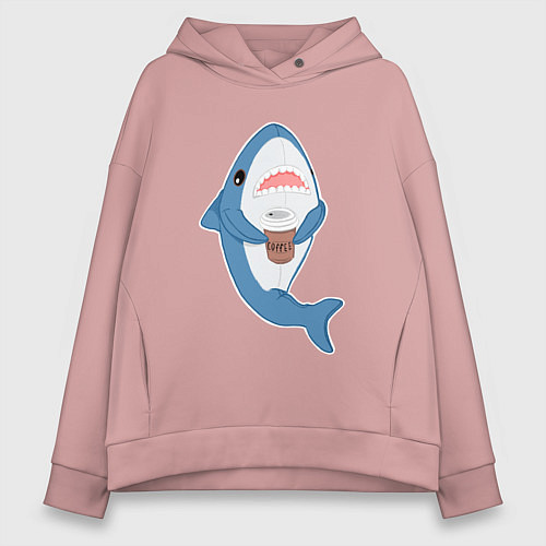 Женское худи оверсайз Hype Shark / Пыльно-розовый – фото 1